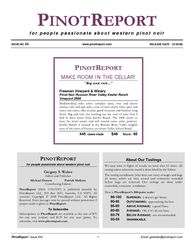 95 Points - Pinot Noir Russian River Valley Keefer Ranch Vineyard 2006 cover