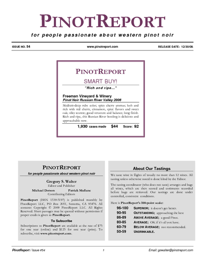 92 Points - Pinot Noir Russian River Valley 2006 cover