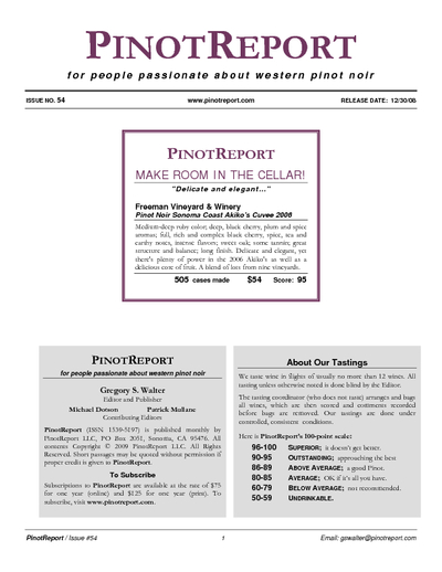 95 Points - Pinot Noir Sonoma Coast Akiko's Cuvee 2006 cover