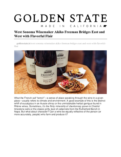West Sonoma Winemaker Akiko Freeman Bridges East and West with Flavorful Flair cover