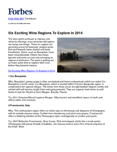 Six Exciting Wine Regions To Explore In 2014 cover