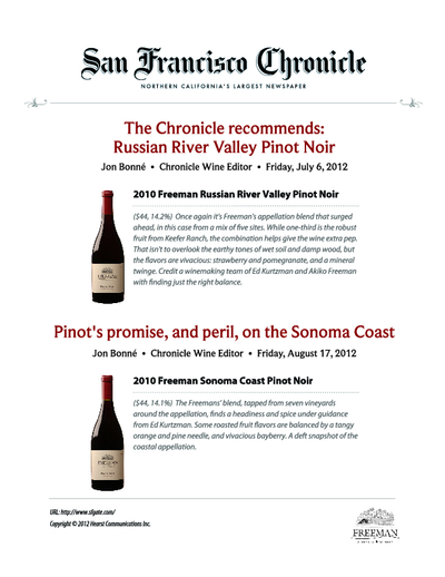 The Chronicle recommends: Russian River Valley Pinot Noir

Pinot's promise, and peril, on the Sonoma Ciast Pinot Noir
 cover