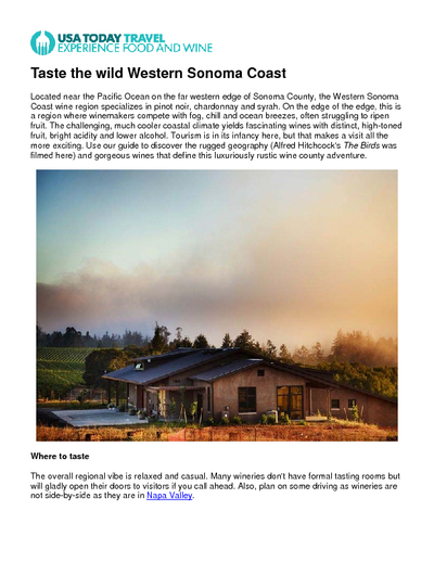 Taste the wild Western Sonoma Coast  cover