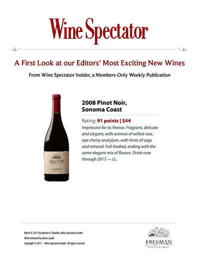 Wine Spectator:
A First Look at our Editor's Most Exiting New Wines cover