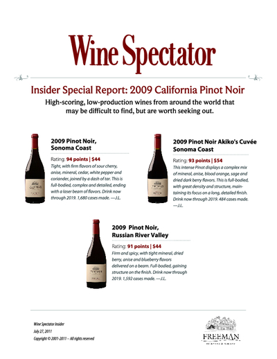 Insider Special Report: 2009 California Pinot Noir cover