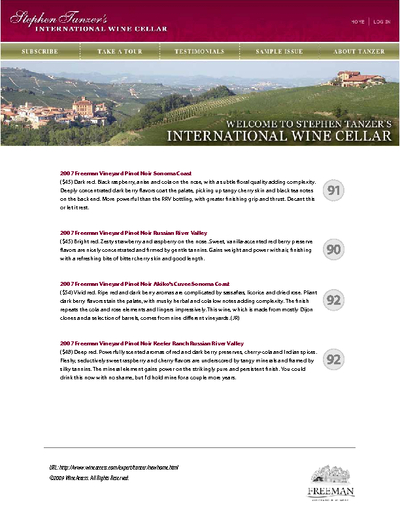 Steve Tanzer's International Wine Cellar PDF:
92 pts for Akiko's Cuvee and Keefer Ranch cover