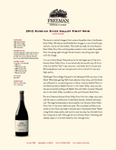 2012 Russian River Valley Pinot Noir cover