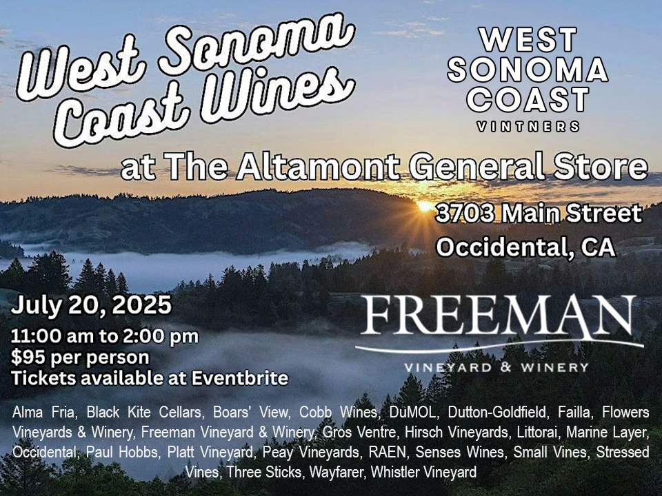 Join Us for West Sonoma Coast Wines at The Altamont General Store banner